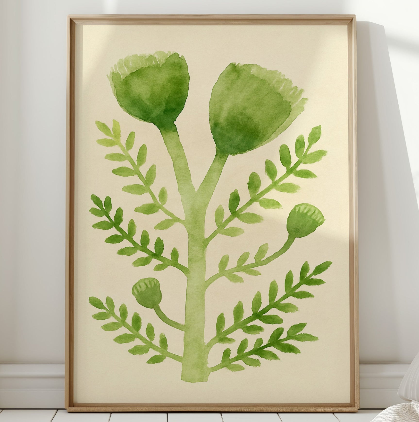 Elegant Green Botanical Watercolor Art Print
