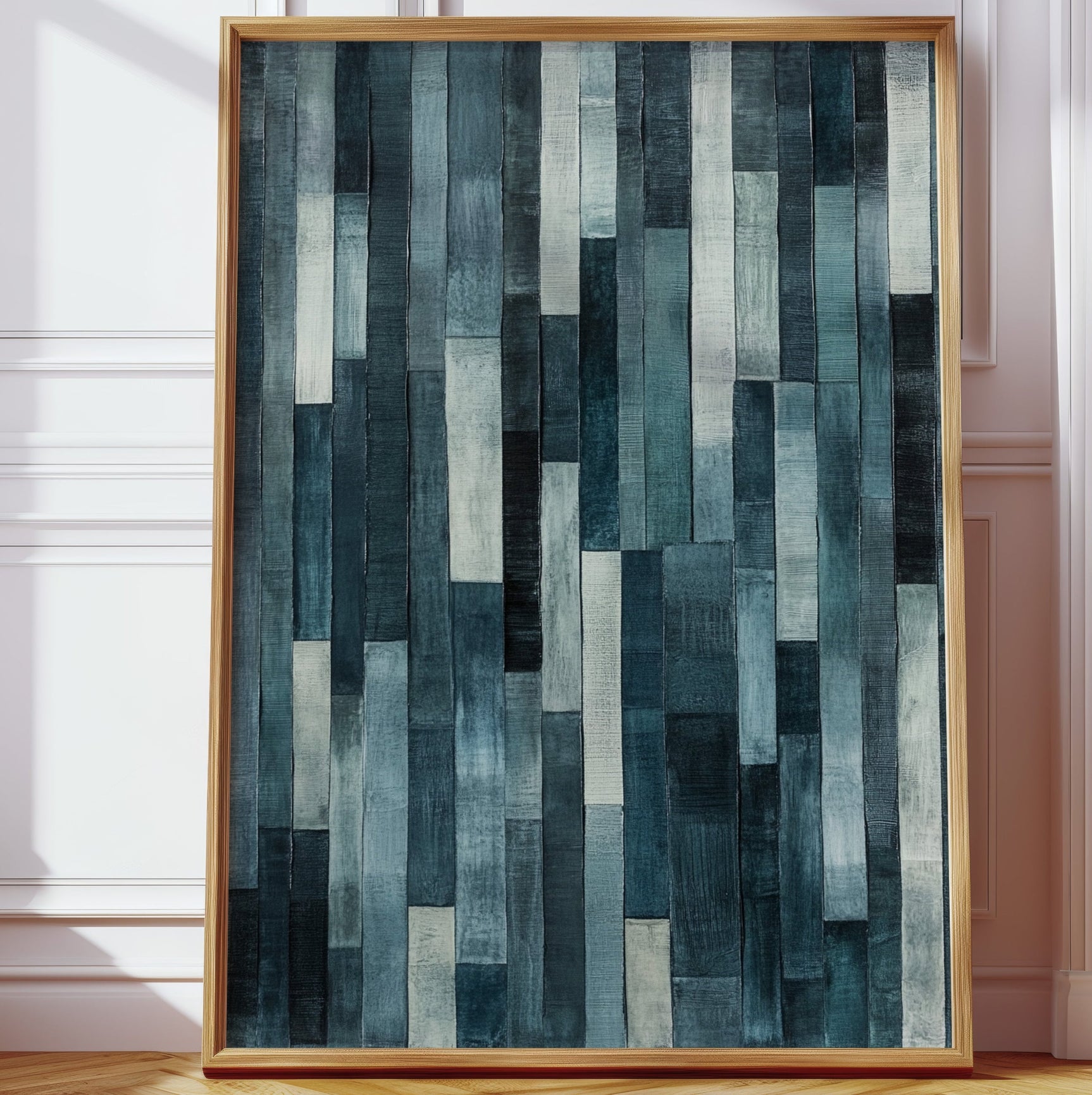 Midnight Panels – Abstract Vertical Woodgrain Art Print