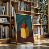 Minimalist Geometric Art Print - Bold Colorful Cubes