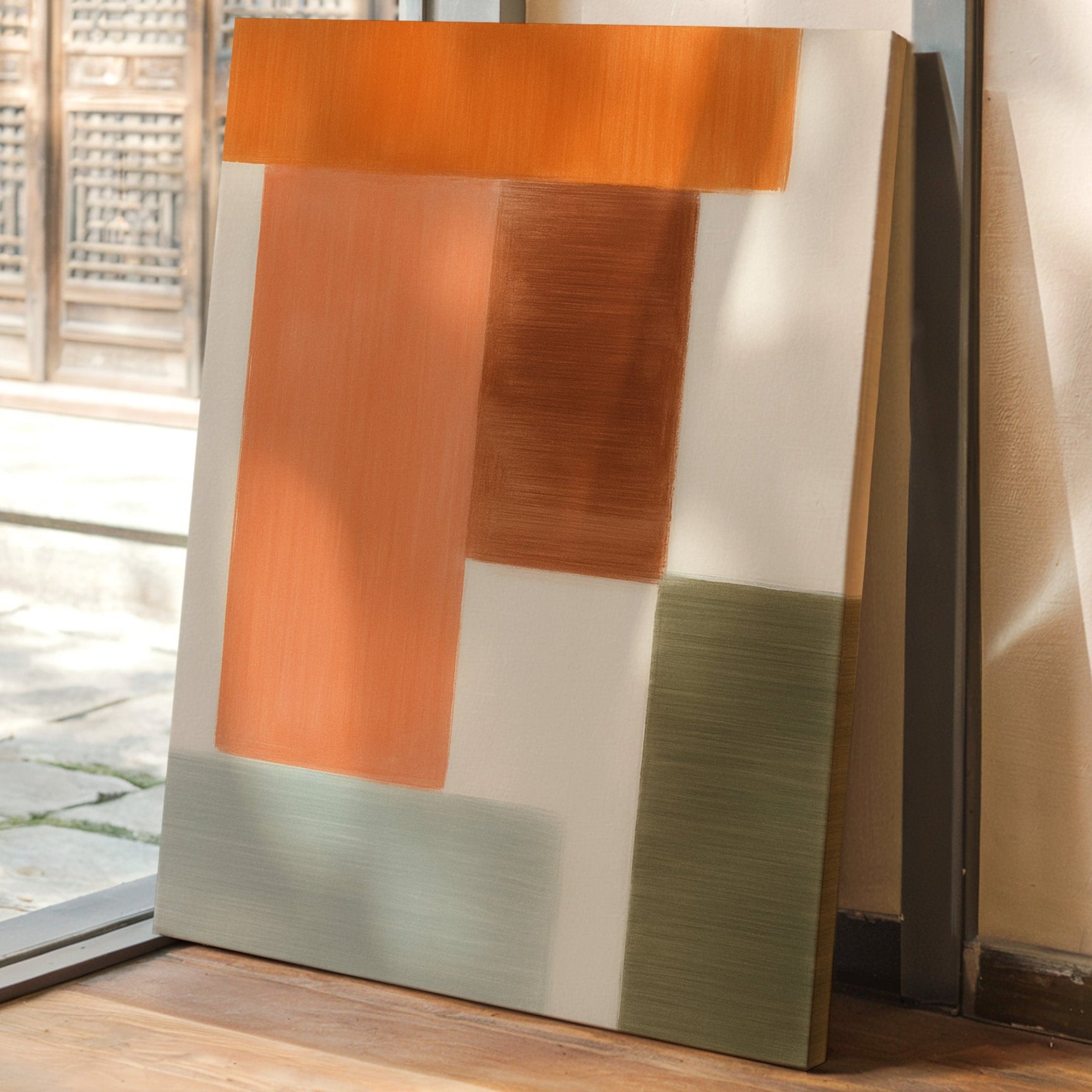 Earthy Harmony - Abstract Geometric Canvas Art