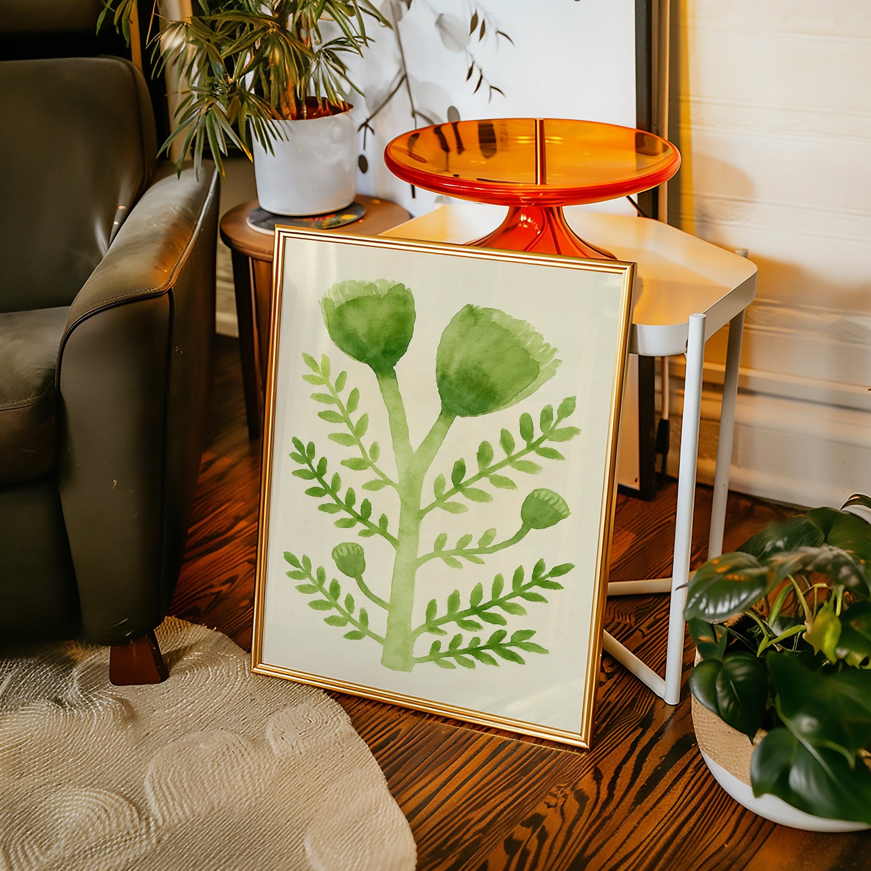 Elegant Green Botanical Watercolor Art Print