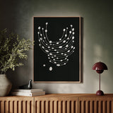 Minimalist Abstract White Dots on Black Canvas