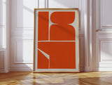 Vibrant Geometric Abstract Art Print in Bold Orange