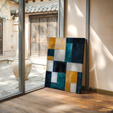 Modern Yellow and Blue Abstract Geometric Canvas