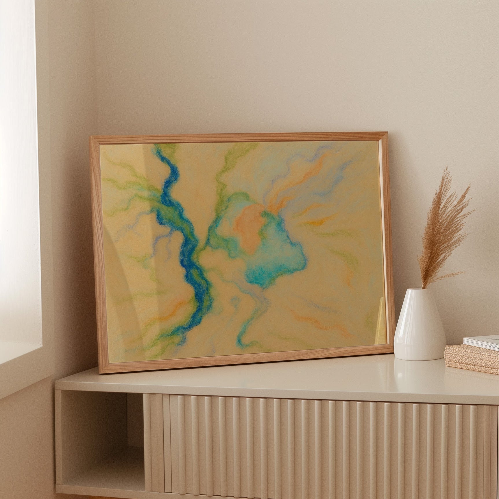 Vibrant Abstract Pastel River Art Print