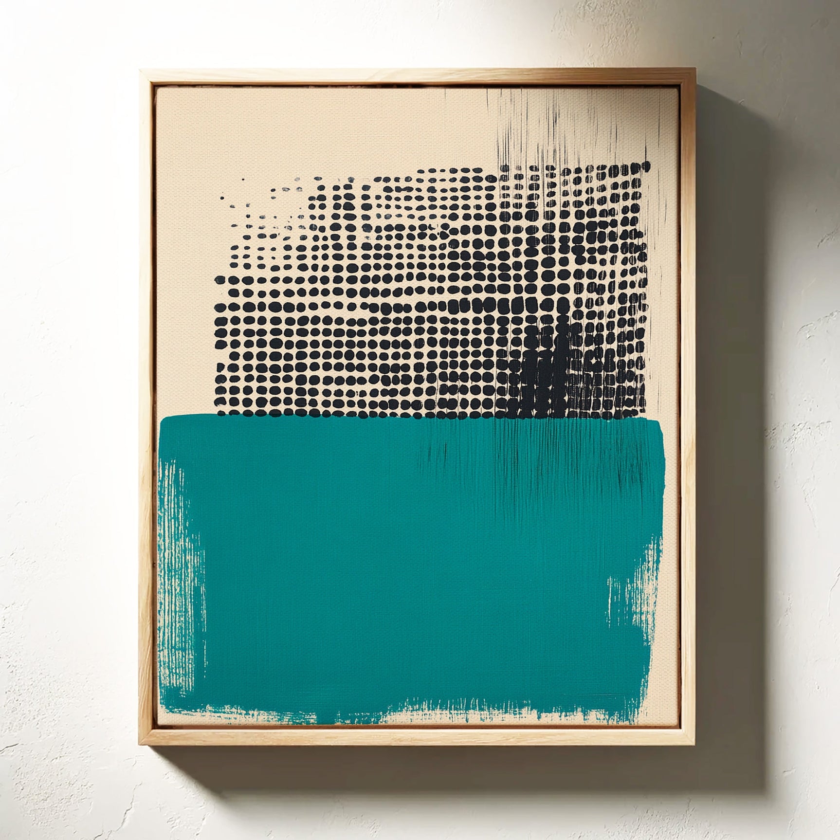 Modern Abstract Art Print in Teal and Black