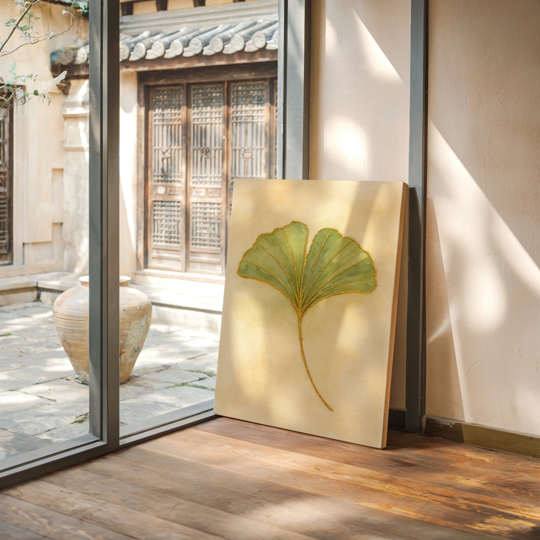 Elegant Ginkgo Leaf Watercolor Art Print