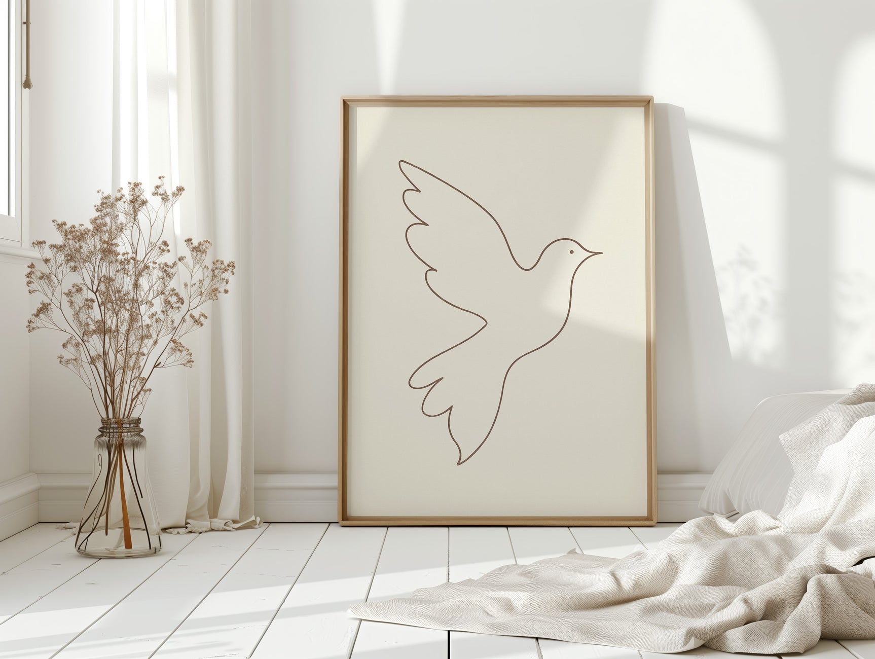 Minimalist Dove Line Art Print