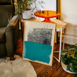Modern Abstract Art Print in Teal and Black