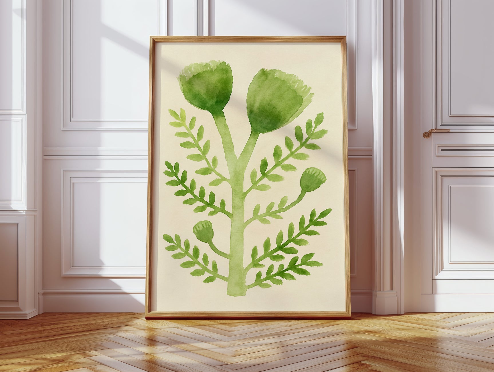 Elegant Green Botanical Watercolor Art Print