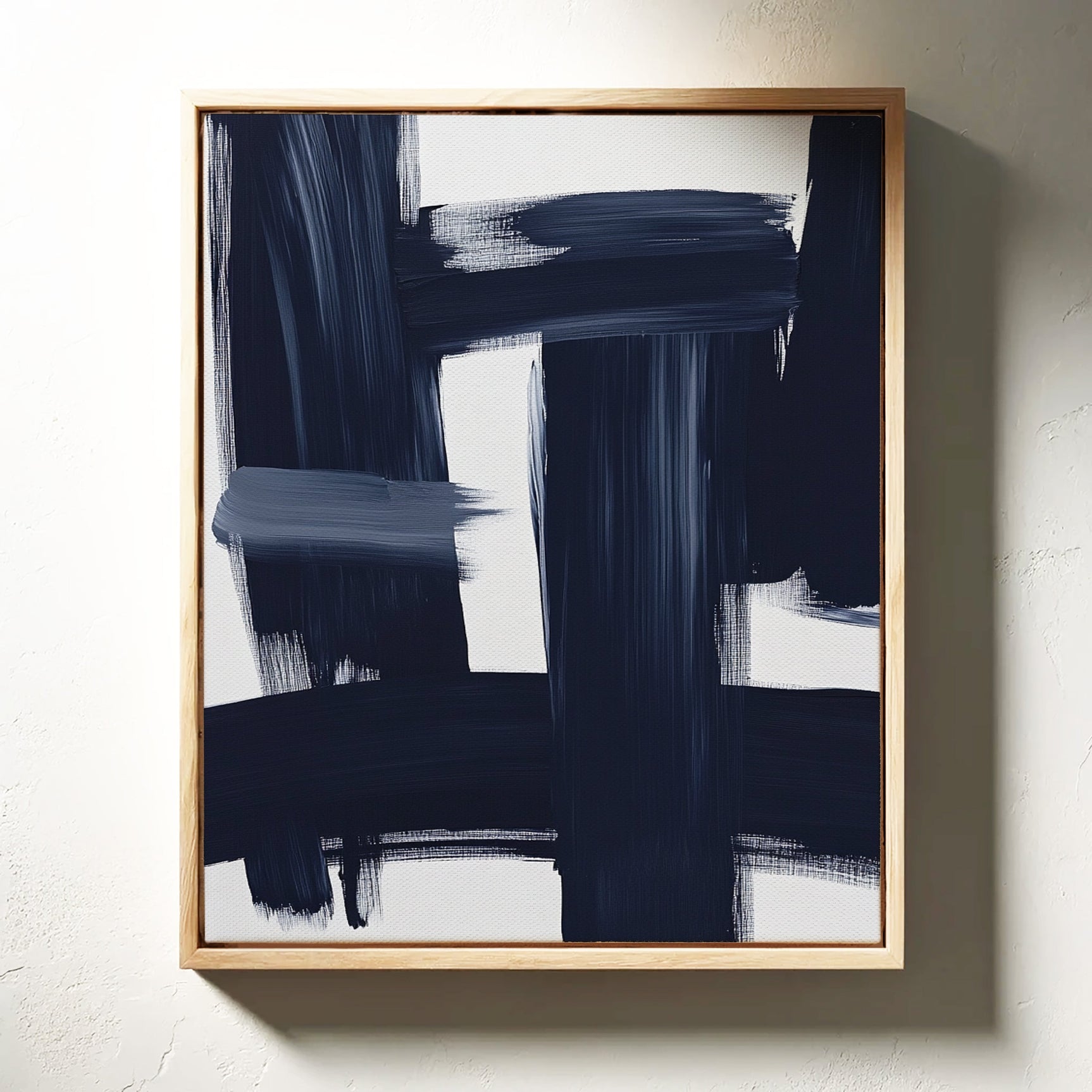 Midnight Crossings – Bold Navy Abstract Brush Art