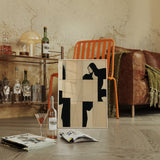 Modern Abstract Geometric Art Print in Black and Beige