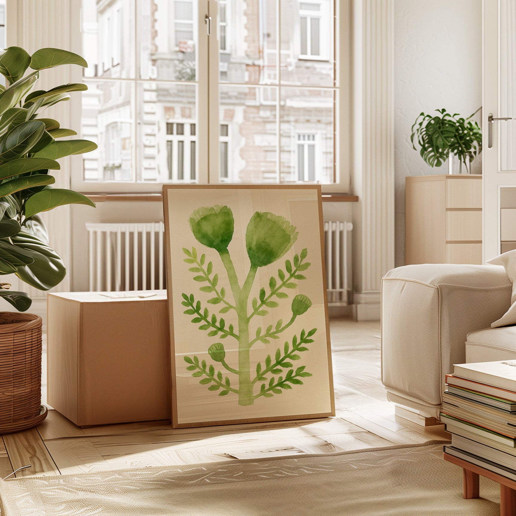 Elegant Green Botanical Watercolor Art Print