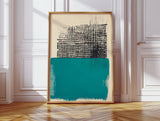 Modern Abstract Art Print in Teal and Black