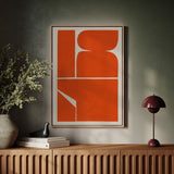 Vibrant Geometric Abstract Art Print in Bold Orange