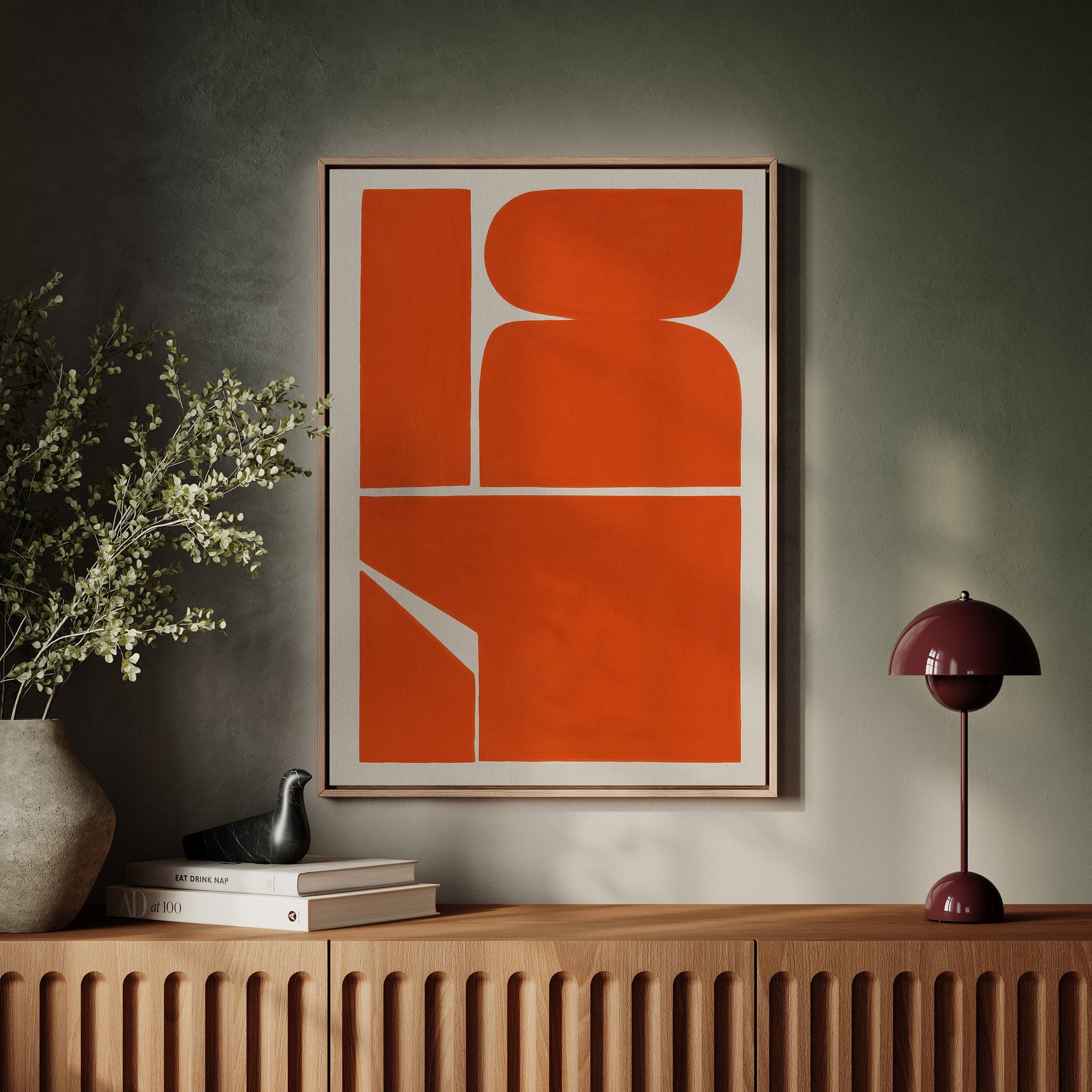 Vibrant Geometric Abstract Art Print in Bold Orange
