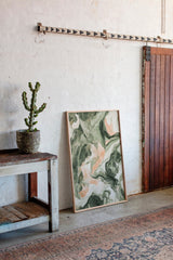 Blush Canyon – Abstract Green & Rose Marble Art