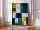 Modern Yellow and Blue Abstract Geometric Canvas