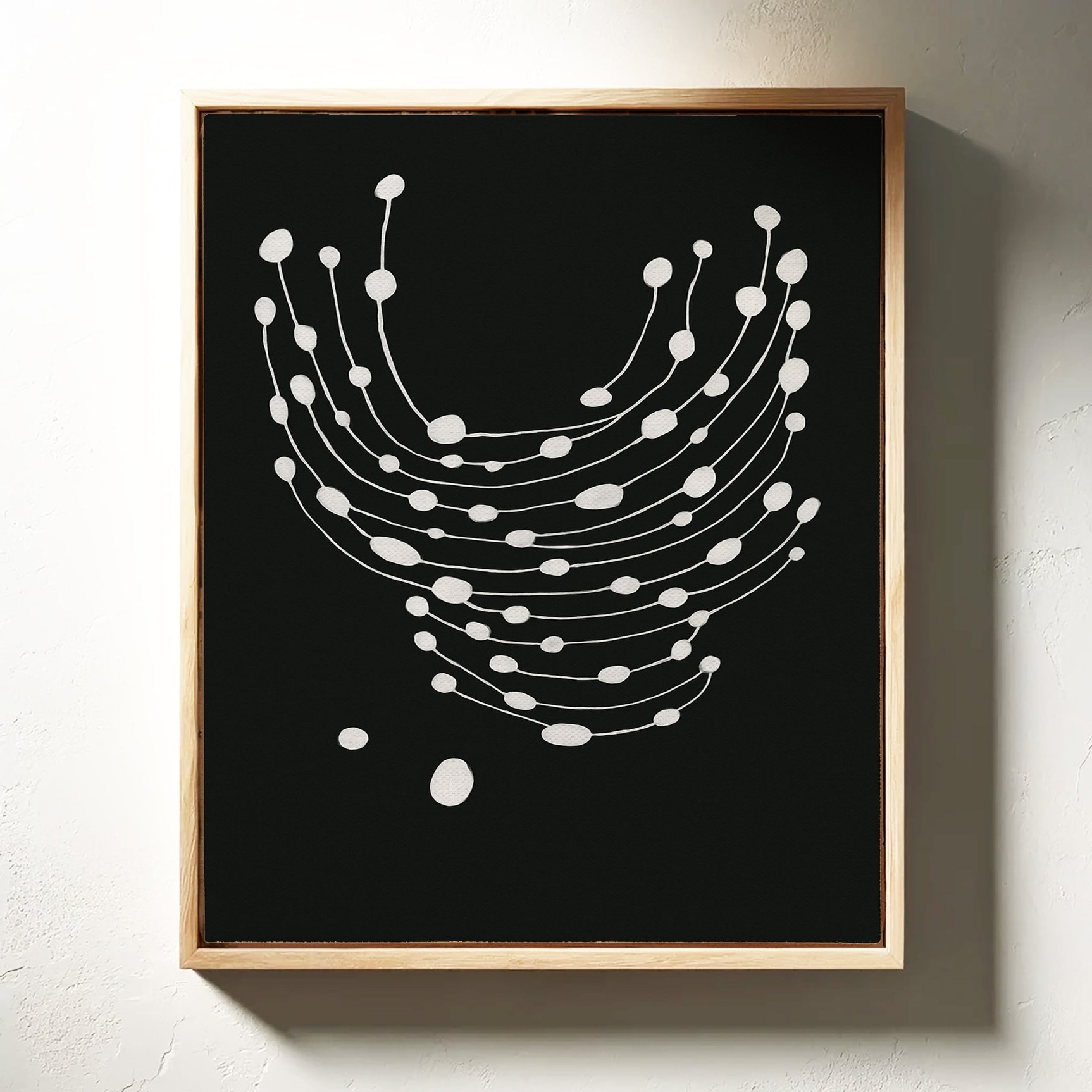Minimalist Abstract White Dots on Black Canvas