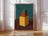 Minimalist Geometric Art Print - Bold Colorful Cubes