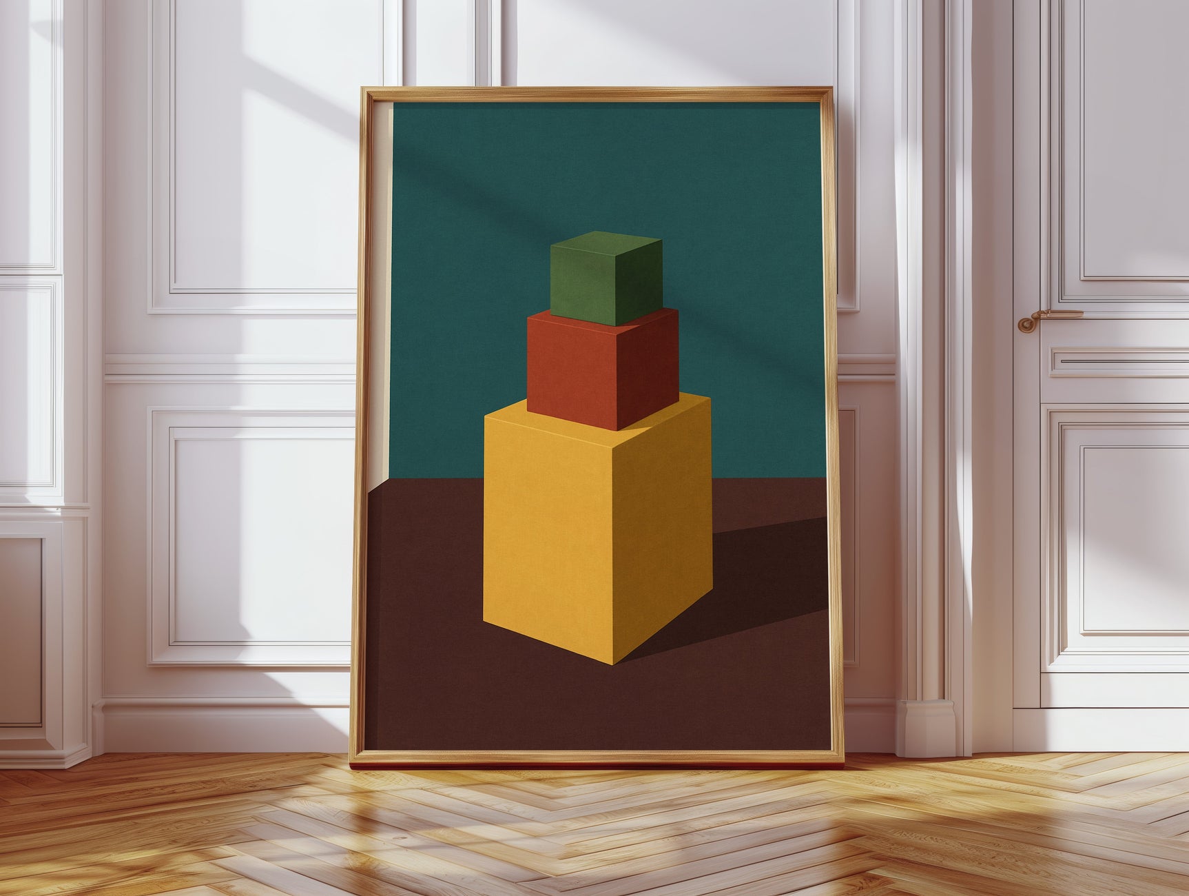 Minimalist Geometric Art Print - Bold Colorful Cubes