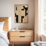 Modern Abstract Geometric Art Print in Black and Beige
