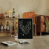 Minimalist Abstract White Dots on Black Canvas