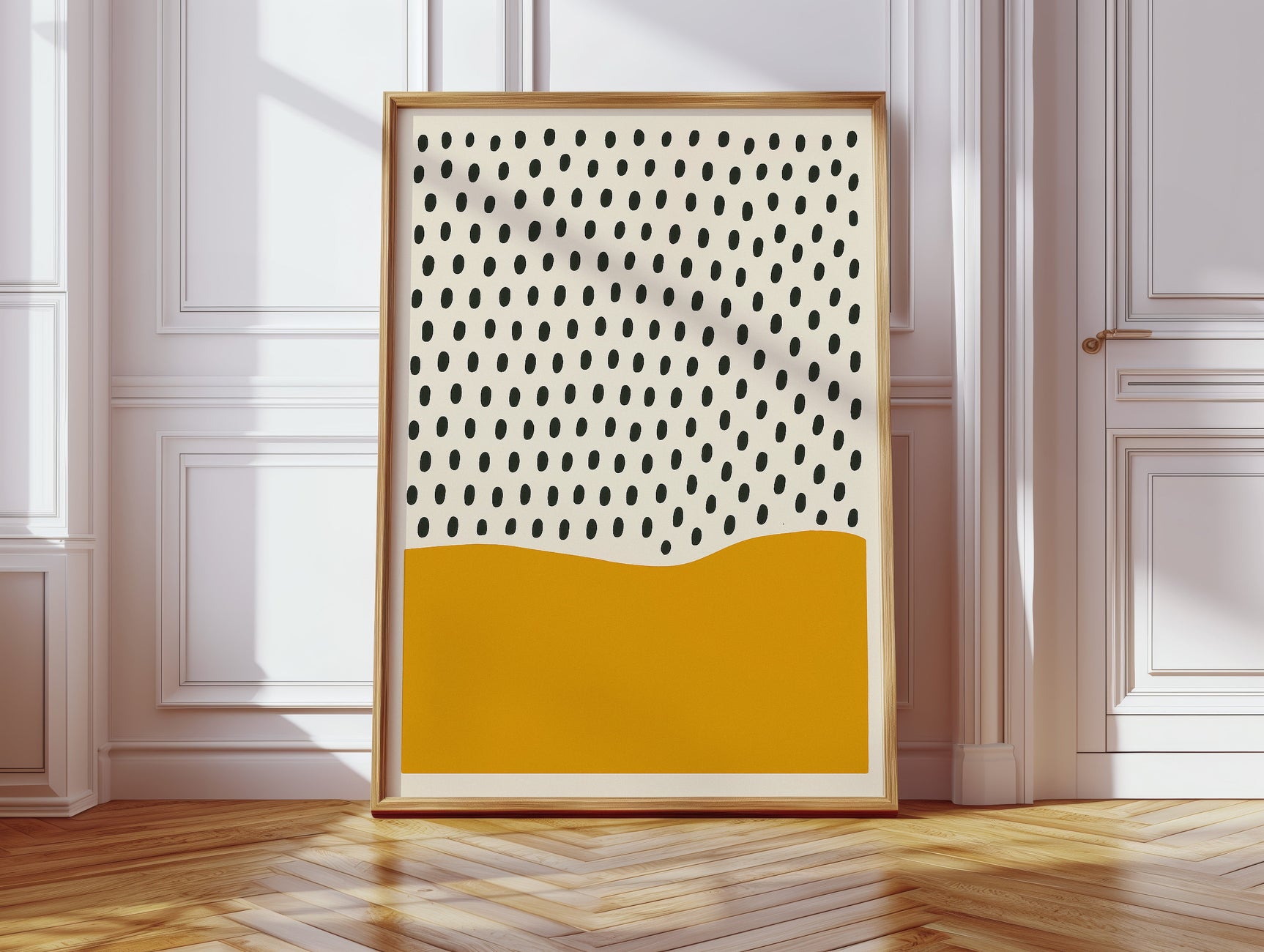 Modern Abstract Art Print - Minimalist Dots and Waves