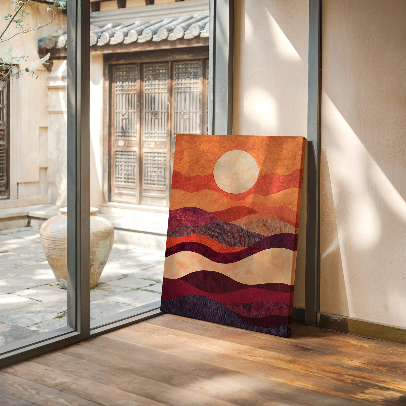 Sunset Serenity: Handmade Textile Wall Art