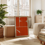 Vibrant Geometric Abstract Art Print in Bold Orange
