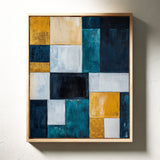 Modern Yellow and Blue Abstract Geometric Canvas