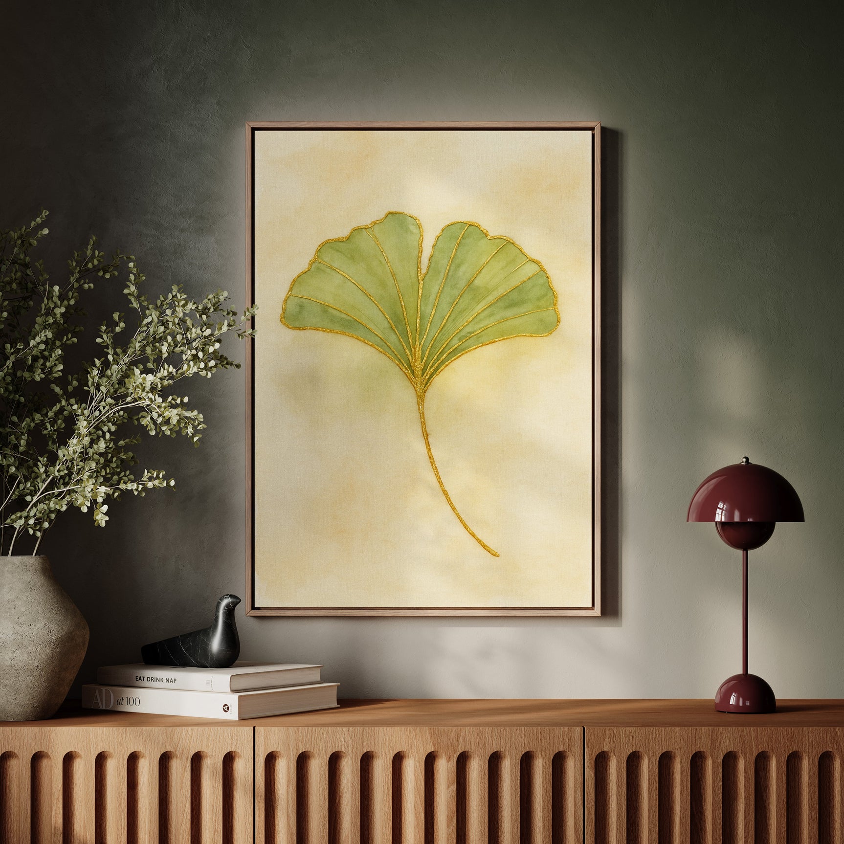 Elegant Ginkgo Leaf Watercolor Art Print