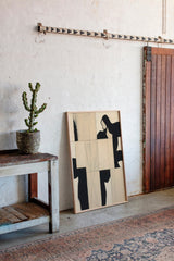 Modern Abstract Geometric Art Print in Black and Beige