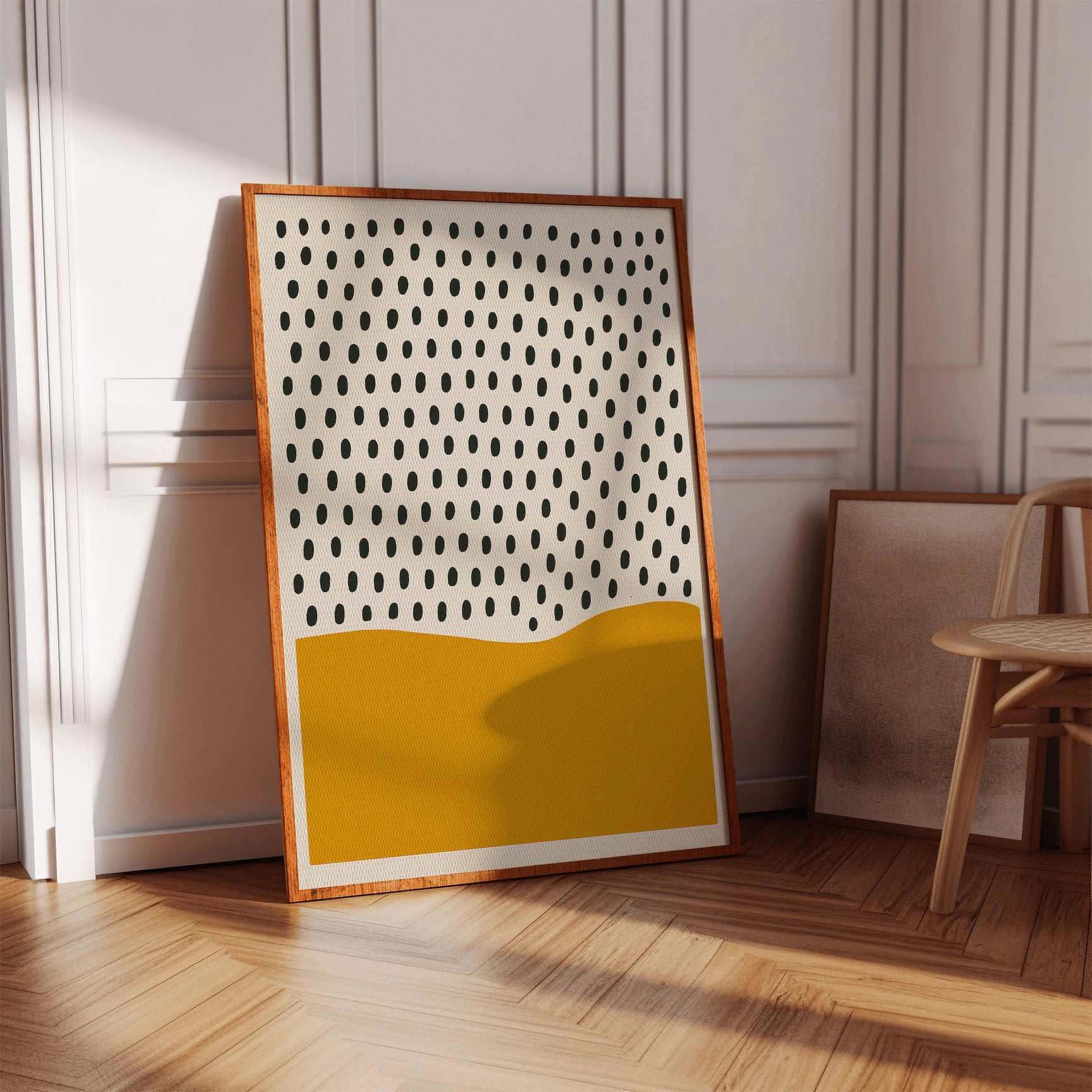 Modern Abstract Art Print - Minimalist Dots and Waves