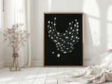 Minimalist Abstract White Dots on Black Canvas