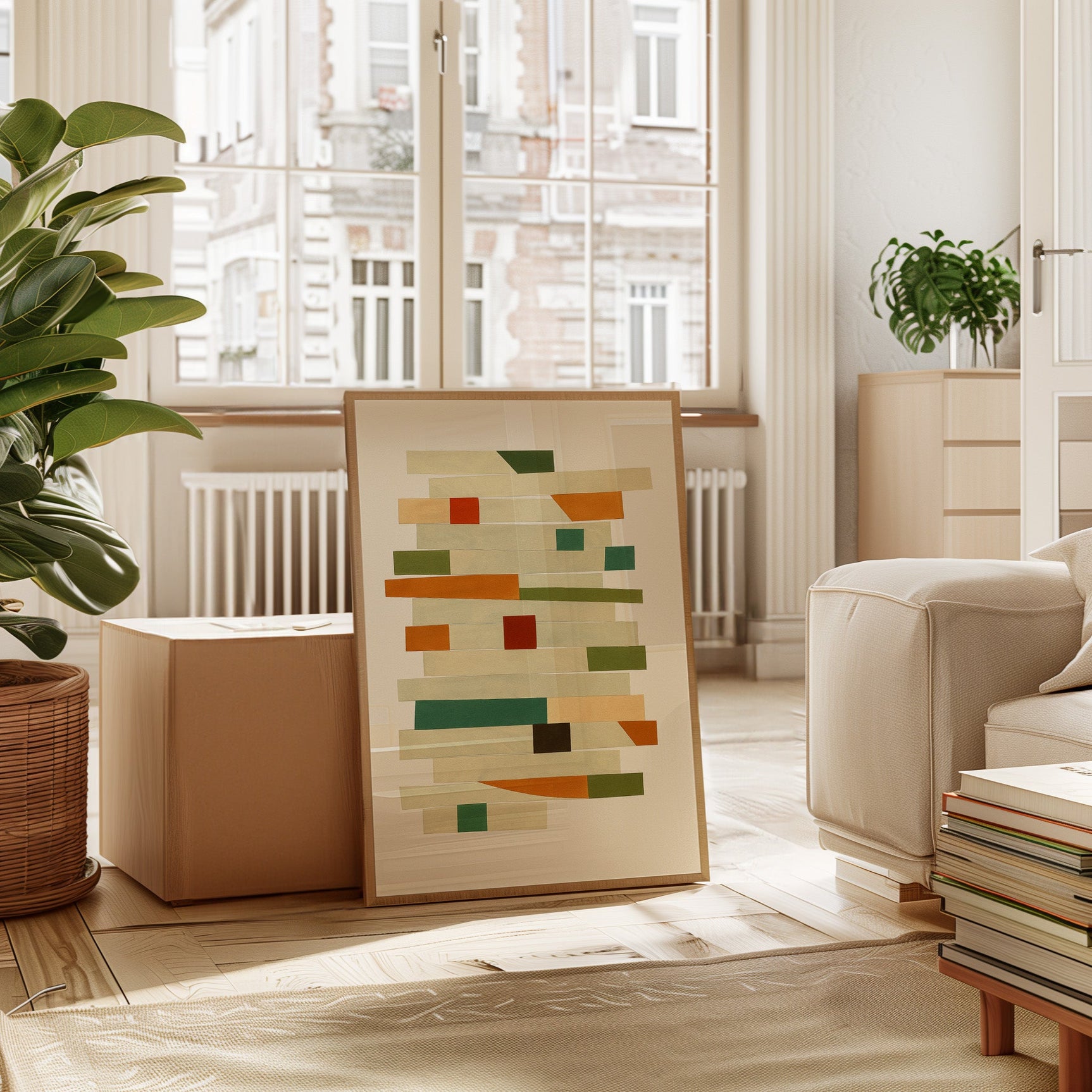 “Stacked Harmony” – Mid-Century Modern Geometric Art Print
