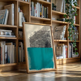 Modern Abstract Art Print in Teal and Black