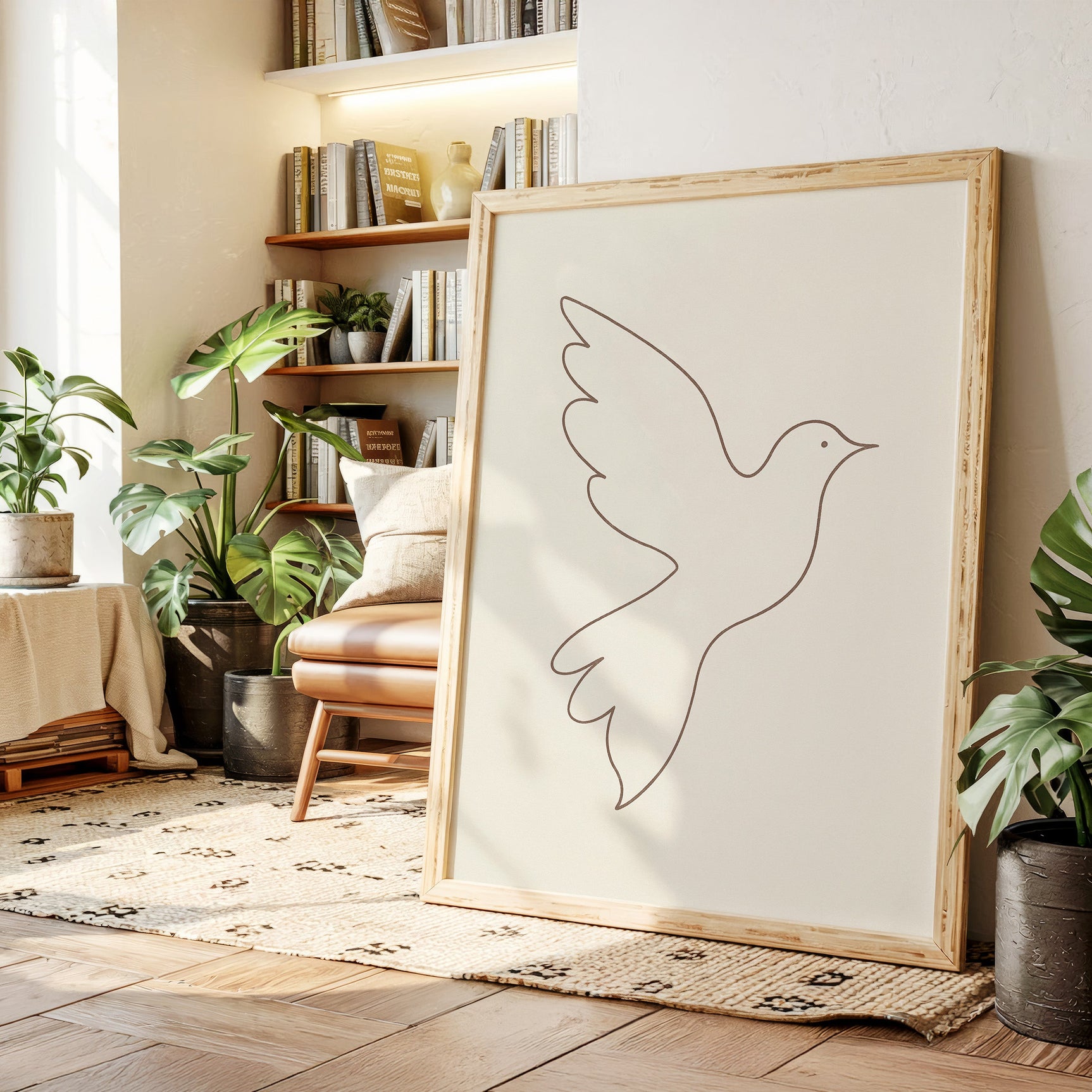 Minimalist Dove Line Art Print