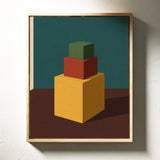 Minimalist Geometric Art Print - Bold Colorful Cubes