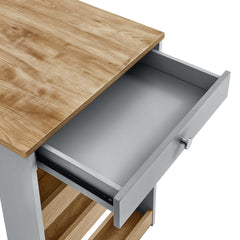 Galley Oak/Gray 3-Piece Kitchen Island and Stool Set - Ornate Home