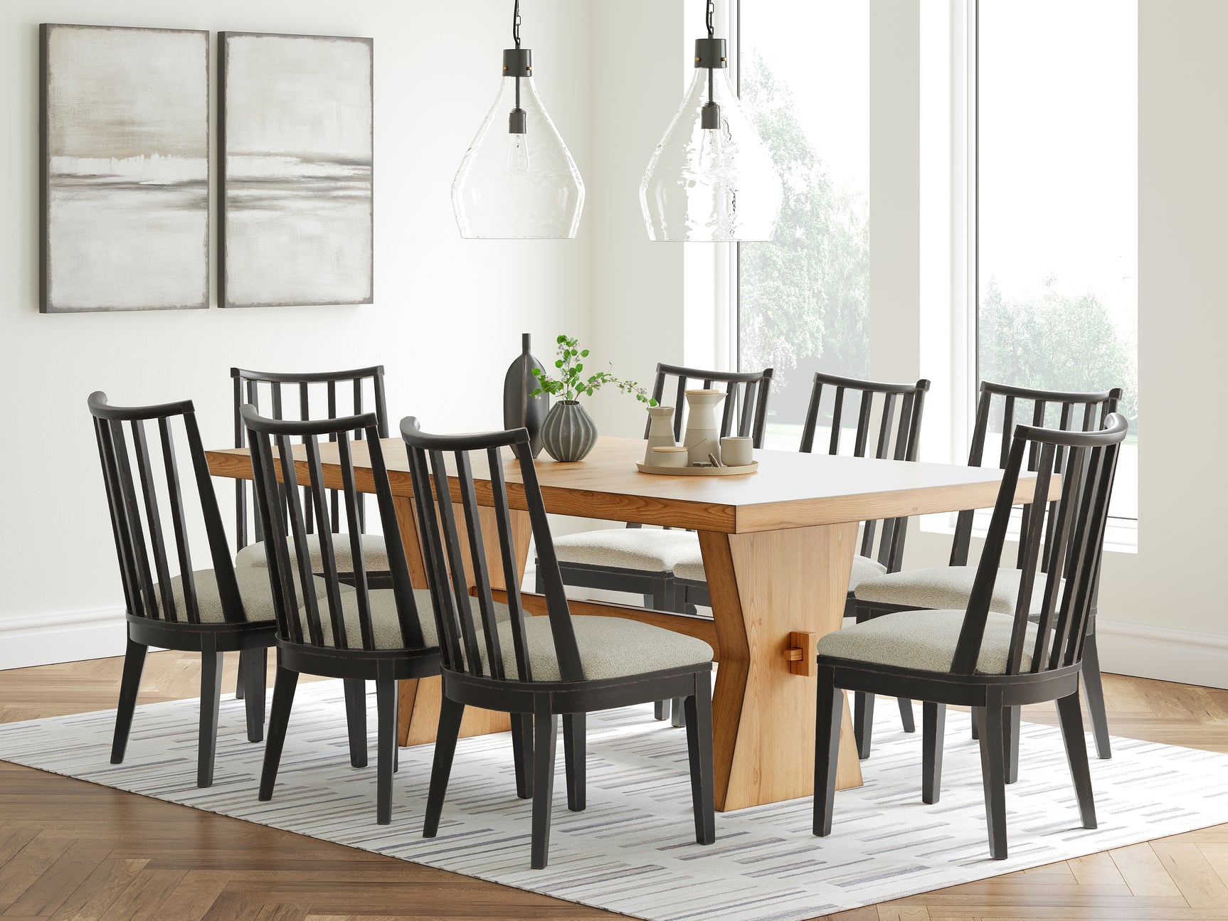 Galliden Black Dining Table and 8 Chairs - Ornate Home