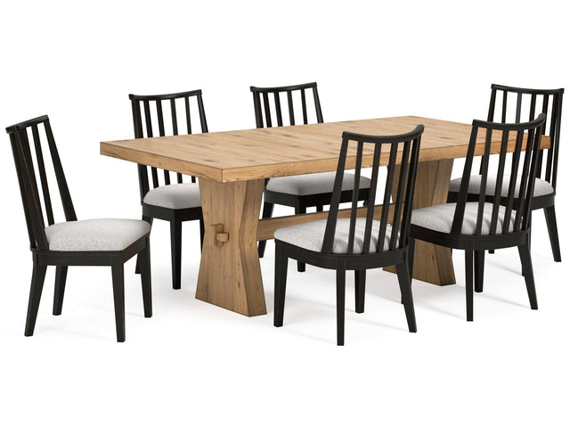 Galliden Light Brown Dining Table and 6 Chairs - Ornate Home