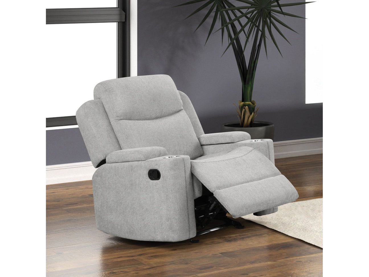 Galya Light Gray Motion Glider Recliner - Ornate Home