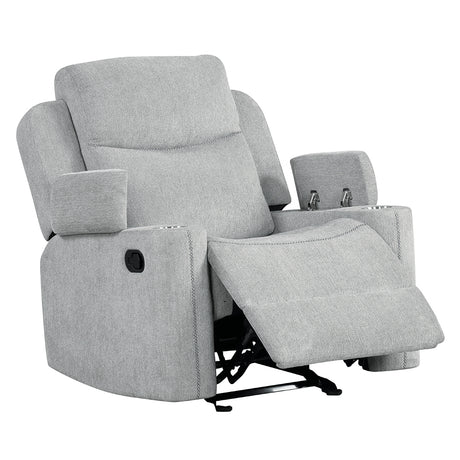 Galya Light Gray Motion Glider Recliner - Ornate Home