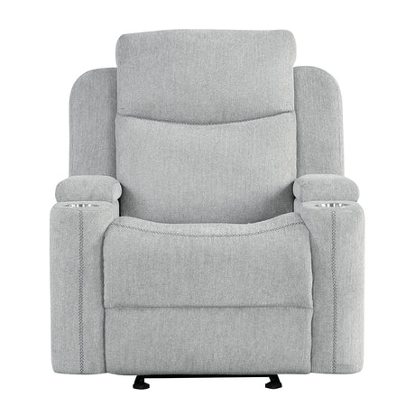 Galya Light Gray Motion Glider Recliner - Ornate Home