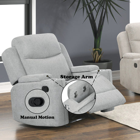 Galya Light Gray Motion Glider Recliner - Ornate Home