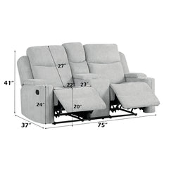 Galya Light Gray Motion Loveseat w/Console - Ornate Home
