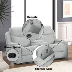 Galya Light Gray Motion Loveseat w/Console - Ornate Home
