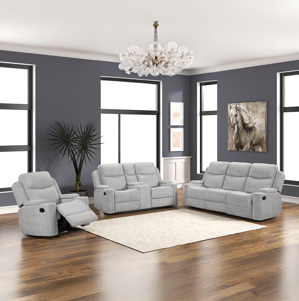 Galya Light Gray Motion Loveseat w/Console - Ornate Home