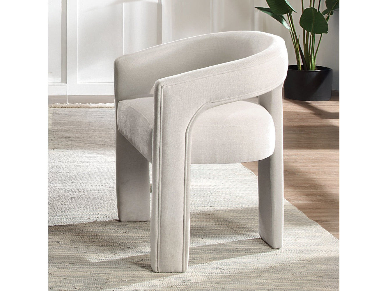 Gamarya White Chenille Side Chair (Set of 2) - Ornate Home